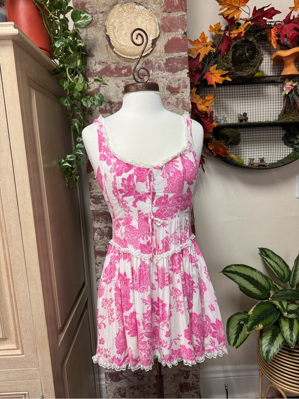 Coquette Floral Corset Lace Balletcore Mini Dress Size Small